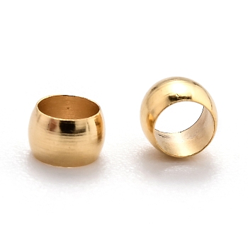 Brass Beads, Long-Lasting Plated, Column, Real 24K Gold Plated, 4x2.5mm, Hole: 3.8mm