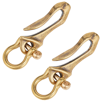 WADORN 2Pcs Brass D Ring Screw Pin Anchor Shackle, with 2Pcs Tibetan Style Solid Brass S Key Loop Hook, for Purse Strap Belt Bracelet DIY Leather Craft Making, Antique Bronze & Golden, 24.5~50x19~24.8x7~10mm, Hole: 3.4~7mm