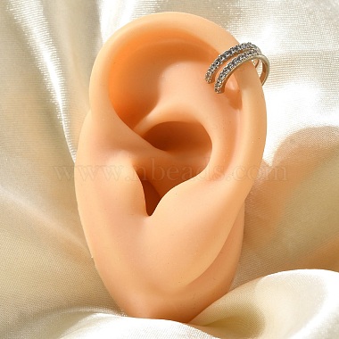Brass Clear Cubic Zirconia Cuff Earrings(EJEW-Q025-03A-P)-5