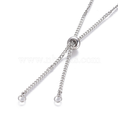 Adjustable 304 Stainless Steel Slider Necklaces(MAK-L026-08A-P)-2