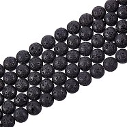 Synthetic Lava Rock Beads Strands, Dyed, Round, Black, 8~8.5mm, Hole: 1mm, about 47pcs/strand, 14.96 inch(38cm)(G-S277-8mm-01)