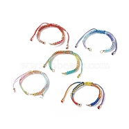 Polyester Thread Braided Bracelets, for Adjustable Link Bracelet Making, with Ion Plating(IP) 202 Stainless Steel Beads, Mixed Color, 5-3/8~9-3/4 inch(13.8~24.7cm)(AJEW-JB01142)