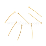 Brass Ball Head Pins, Real 18K Gold Plated, 27.5x2mm, Pin: 0.7mm, 21 Gauge, Head: 2mm(IFIN-F824-026B-G)