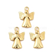 Ion Plating(IP) 304 Stainless Steel Pendants, Angel Charms, Real 18K Gold Plated, 19.5x14x2.5mm, Hole: 3mm(STAS-I197-009G)