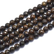 Natural Bronzite Beads Strands, Round, Faceted(128 Facets), Alice Blue, 8mm, Hole: 1.2mm; about 49pcs/strand, 15.16 inches(38.5cm)(G-K310-A13-8mm)