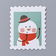 Snowman Pattern Christmas Kraft Paper Tags, Gift Tags Hang Labels, for Arts Crafts Wedding Christmas Festival, White, 5x4x0.04cm, Hole: 4.5mm(CDIS-E010-02D)