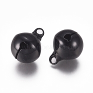 Baking Painted Iron Bell Pendants, Round, Black, 17x13.5mm, Hole: 2.5mm(IFIN-WH0052-03C)