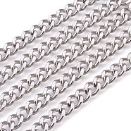 201 Stainless Steel Curb Chains, Unwelded, Faceted, Stainless Steel Color, 8mm(CHS-L017-22A)