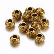 Alloy European Beads, Cadmium Free & Nickel Free & Lead Free, Rondelle, Antique Golden, 10x6.5~7mm, Hole: 3mm(MPDL-E454-AG-NR)