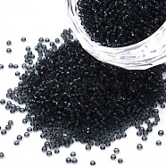 15/0 Transparent Czech Glass Seed Beads, Round, Gray, 1.5x1mm, Hole: 0.5mm, about 500g/bag(SEED-N004-004-12)