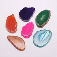 Natural Agate Pendants, Dyed & Heated, Nuggets, Mixed Color, 47~71x28~44x4~6mm, Hole: 2mm(G-F390-01)