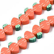 Handmade Polymer Clay Bead Strands, Carrot, Coral, 9~11x6~8.5x4~4.5mm, Hole: 1.5mm, about 40pcs/strand, 11.42 inch(29cm)(CLAY-N011-47)