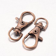 Alloy Swivel Lobster Claw Clasps, Swivel Snap Hook, Nickel Free, Red Copper, 35x13mm, Hole: 8.5mm(X-E168-NFR)