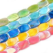 AB Color Freshwater Shell Bead Strands, Dyed, Rectangle, Mixed Color, 21x15x3~4mm, Hole: 1mm, about 19pcs/strand, 15.3 inch(SHEL-T009-04)