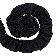 4 Yards Cotton Pleated Ribbon, Wave Edge Ribbon, Clothes Accessories, Black, 3-3/8 inch(85mm)(OCOR-FG0001-80B)