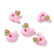 Resin Cabochons, Snail and Q Shape, Pink, 20x20x9mm(CRES-C015-06)