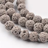Synthetic Lava Rock Round Beads Strands, Dyed, Gray, 8mm, Hole: 1mm, about 50pcs/strand, 15.7 inch(G-I124-8mm-13)