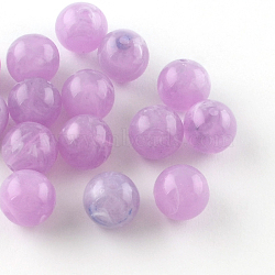 Round Imitation Gemstone Acrylic Beads, Lilac, 8mm, Hole: 2mm(X-OACR-R029-8mm-18)
