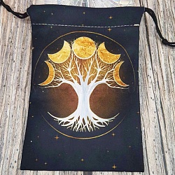 Printed Velvet Tarot Card Storage Drawstring Pouches, Rectangle, for Witchcraft Articles Storage, Tree of Life, 18x13.5cm(PW-WG31980-18)