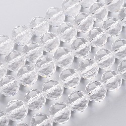 Glass Bead Strands, Faceted, Round, Clear, 13.5mm, Hole: 2mm, about 18pcs/strand, 9 inch(23cm)(EGLA-J140-NA01-14mm)
