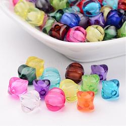 Transparent Acrylic Beads, Bead in Bead, Rhombus, Mixed Color, 8x10x10mm, Hole: 2mm(X-TACR-S111-8mm-M)