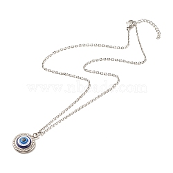 Stainless Steel Evil Eye Pendant Necklace for Women, Stainless Steel Color, 17.99 inch(45.7cm)(NJEW-JN03893)