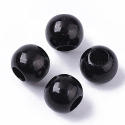 ABS Plastic Imitation Pearl European Beads, Large Hole Rondelle Beads, Black, 11.5~12x10mm, Hole: 4~5mm, about 780pcs/500g(MACR-R530-12mm-A40)