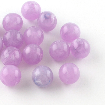Round Imitation Gemstone Acrylic Beads, Lilac, 8mm, Hole: 2mm