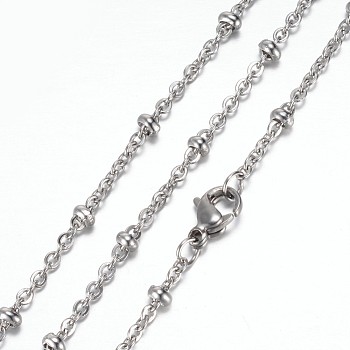 304 Stainless Steel Cable Chain Necklaces, with Lobster Claw Clasps, Stainless Steel Color, 19.8 inch(50.5cm)