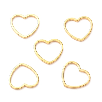 201 Stainless Steel Linking Rings, Heart, Golden, 10.5x12x1mm