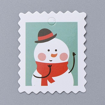 Snowman Pattern Christmas Kraft Paper Tags, Gift Tags Hang Labels, for Arts Crafts Wedding Christmas Festival, White, 5x4x0.04cm, Hole: 4.5mm
