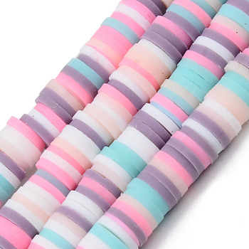 Handmade Polymer Clay Beads Strands, for DIY Jewelry Crafts Supplies, Heishi Beads, Disc/Flat Round, Rosy Brown, 6x0.5~1mm, Hole: 1.8mm, about 290~320pcs/strand, 15.75 inch~16.14 inch(40~41cm)