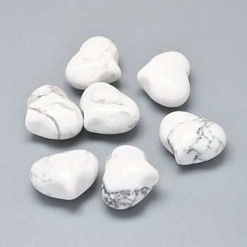 Natural Howlite Heart Palm Stone, Pocket Stone for Energy Balancing Meditation, 20~21x25~25.5x13~14mm