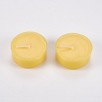 Natural Butter Lamp Candle, With Plastic Cover, Yellow, 37x18mm, 28pcs/box