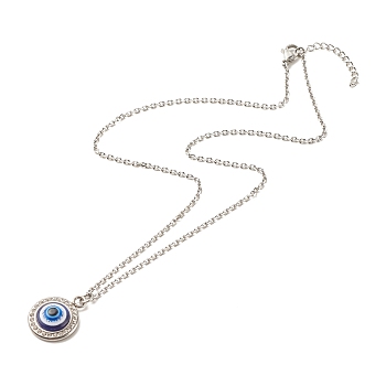 Stainless Steel Evil Eye Pendant Necklace for Women, Stainless Steel Color, 17.99 inch(45.7cm)