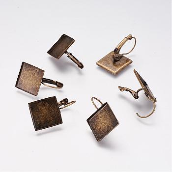 Brass Leverback Earring Findings, Antique Bronze, 28x16mm, Inner: 15x15mm