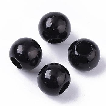 ABS Plastic Imitation Pearl European Beads, Large Hole Rondelle Beads, Black, 11.5~12x10mm, Hole: 4~5mm, about 780pcs/500g