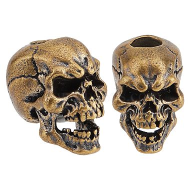 19mm Skull Brass European Beads