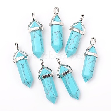 Bullet Dyed Synthetic Turquoise Pointed Pendants(X-G-F295-03A)-3