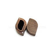 Wood Ring Storage Box, Ring Magnetic Gift Case with Velvet Inside, Leaf, Black, 6x4cm(PW-WG80916-03)