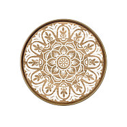 Wood Tray, Jewelry Plate, Flat Round with Flower, Flower, 300mm(AJEW-WH0416-003)