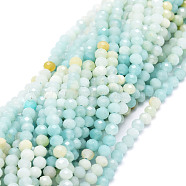 Natural Amazonite Beads Strands, Faceted, Rondelle, 4.5~5x3~3.5mm, Hole: 0.8mm, about 106pcs/strand, 15.43''(39.2cm)(G-E569-H14)