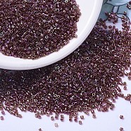 MIYUKI Delica Beads, Cylinder, Japanese Seed Beads, 11/0, (DB1242) Transparent Dark Cranberry AB, 1.3x1.6mm, Hole: 0.8mm, about 2000pcs/bottle, 10g/bottle(SEED-JP0008-DB1242)