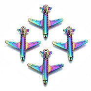 Rainbow Color Alloy Pendants, Cadmium Free & Lead Free, Plane, 26x25x4mm, Hole: 1.2mm(PALLOY-S180-025-RS)