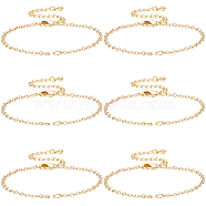 Brass Cable Chain Link Bracelet Makings, with Jump Rings & Lobster Claw Clasps, Real 18K Gold Plated, 6-3/8 inch(16.3cm), 8pcs/box(KK-BBC0009-90)