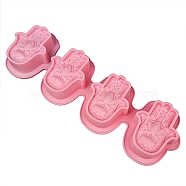 Hamsa Hand/Hand of Miriam with Evil Eye DIY Silicone Soap Molds, for Handmade Soap Making, Pink, 105x330x25mm, Inner Size: 70x85mm(PW-WG58042-01)