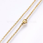 304 Stainless Steel Cable Chains Necklaces, with Lobster Claw Clasps, Golden, 19.69 inch(50cm), 2x0.5mm(MAK-L015-34B)