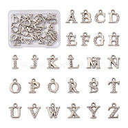 Alloy Rhinestone Charms, Platinum, Letter A~Z, 11~13x8~12x2.5mm, Hole: 1.5mm, 26pcs/set, 2sets, 52pcs/box(ALRI-TA0001-04P)
