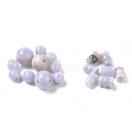 Natural Blue Lace Agate 3 Hole Guru Beads, T-Drilled Beads, for Buddhist Jewelry Making, 8~12mm, Hole: 2~3mm; 8~9.5x6.5~7mm, Hole: 2~2.5mm(G-L533-13C)