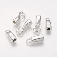 Alloy Hook and Eye Clasps, Cadmium Free & Lead Free, Silver Color Plated, 46x8x8mm, Hole: 4mm(KK-H088-S)